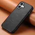 For iPhone 16 Denior Cowhide Texture Leather MagSafe Phone Case(Black) - 2