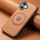For iPhone 16 Denior Cowhide Texture Leather MagSafe Phone Case(Khaki) - 2
