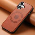 For iPhone 16 Denior Cowhide Texture Leather MagSafe Phone Case(Brown) - 2
