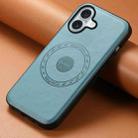 For iPhone 16 Plus Denior Cowhide Texture Leather MagSafe Phone Case(Blue) - 2