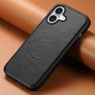 For iPhone 16 Plus Denior Cowhide Texture Leather MagSafe Phone Case(Black) - 2