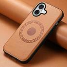 For iPhone 16 Plus Denior Cowhide Texture Leather MagSafe Phone Case(Khaki) - 2