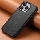 For iPhone 16 Pro Denior Cowhide Texture Leather MagSafe Phone Case(Black) - 2