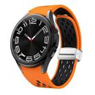 For Samsung Galaxy Watch 6 / 6 Classic Two Color Magnetic Folding Silver Buckle Watch Band(Orange Black) - 1