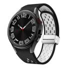 For Samsung Galaxy Watch 6 / 6 Classic Two Color Magnetic Folding Silver Buckle Watch Band(Black White) - 1