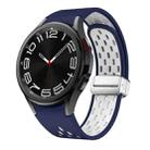 For Samsung Galaxy Watch 6 / 6 Classic Two Color Magnetic Folding Silver Buckle Watch Band(Midnight Blue White) - 1