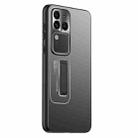 For vivo S18 Pro Frosted Metal Hybrid TPU Holder Phone Case(Black) - 1