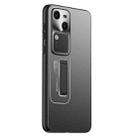 For vivo S18 Frosted Metal Hybrid TPU Holder Phone Case(Black) - 1