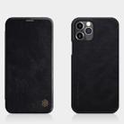 For iPhone 12 / 12 Pro NILLKIN QIN Series Crazy Horse Texture Horizontal Flip Leather Case with Card Slot(Black) - 1