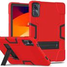 For Xiaomi Redmi Pad SE 11 2023 Contrast Color Silicone Hybrid PC Tablet Case with Holder(Red Black) - 1