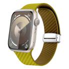 For Apple Watch SE 2023 44mm Carbon Fiber Magnetic Silver Buckle Watch Band(Olive Brown) - 1