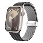 For Apple Watch SE 2023 44mm Carbon Fiber Magnetic Silver Buckle Watch Band(Black Grey) - 1