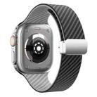 For Apple Watch SE 2023 44mm Carbon Fiber Magnetic Silver Buckle Watch Band(Black Grey) - 2