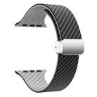 For Apple Watch SE 2023 44mm Carbon Fiber Magnetic Silver Buckle Watch Band(Black Grey) - 3