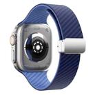 For Apple Watch SE 2023 40mm Carbon Fiber Magnetic Silver Buckle Watch Band(Royal Blue Light Blue) - 2