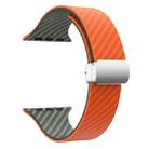 For Apple Watch SE 2023 40mm Carbon Fiber Magnetic Silver Buckle Watch Band(Orange Grass) - 3