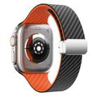 For Apple Watch SE 2023 40mm Carbon Fiber Magnetic Silver Buckle Watch Band(Black Orange) - 2