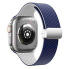 For Apple Watch Ultra 2 49mm Carbon Fiber Magnetic Silver Buckle Watch Band(Royal Blue White) - 2