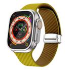 For Apple Watch Ultra 2 49mm Carbon Fiber Magnetic Silver Buckle Watch Band(Olive Brown) - 1
