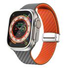 For Apple Watch Ultra 2 49mm Carbon Fiber Magnetic Silver Buckle Watch Band(Spacy Grey Orange) - 1