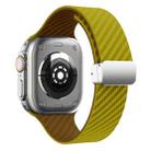 For Apple Watch Series 9 45mm Carbon Fiber Magnetic Silver Buckle Watch Band(Olive Brown) - 2