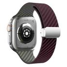 For Apple Watch Series 9 45mm Carbon Fiber Magnetic Silver Buckle Watch Band(Purple Green) - 2