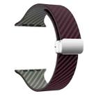 For Apple Watch Series 9 45mm Carbon Fiber Magnetic Silver Buckle Watch Band(Purple Green) - 3