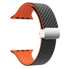 For Apple Watch Series 9 45mm Carbon Fiber Magnetic Silver Buckle Watch Band(Black Orange) - 3