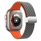 For Apple Watch Series 9 45mm Carbon Fiber Magnetic Silver Buckle Watch Band(Spacy Grey Orange) - 2