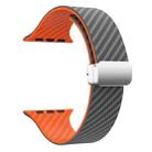 For Apple Watch Series 9 45mm Carbon Fiber Magnetic Silver Buckle Watch Band(Spacy Grey Orange) - 3