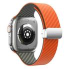 For Apple Watch Series 9 41mm Carbon Fiber Magnetic Silver Buckle Watch Band(Orange Grass) - 2