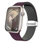 For Apple Watch Series 9 41mm Carbon Fiber Magnetic Silver Buckle Watch Band(Purple Green) - 1