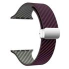 For Apple Watch Series 9 41mm Carbon Fiber Magnetic Silver Buckle Watch Band(Purple Green) - 3