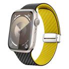 For Apple Watch Series 9 41mm Carbon Fiber Magnetic Silver Buckle Watch Band(Black Yellow) - 1