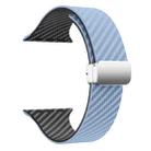 For Apple Watch Series 9 41mm Carbon Fiber Magnetic Silver Buckle Watch Band(Light Blue Black) - 3