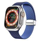 For Apple Watch Ultra 49mm Carbon Fiber Magnetic Silver Buckle Watch Band(Royal Blue Light Blue) - 1