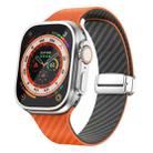 For Apple Watch Ultra 49mm Carbon Fiber Magnetic Silver Buckle Watch Band(Orange Grass) - 1