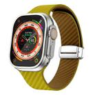 For Apple Watch Ultra 49mm Carbon Fiber Magnetic Silver Buckle Watch Band(Olive Brown) - 1
