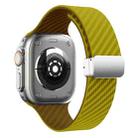 For Apple Watch Ultra 49mm Carbon Fiber Magnetic Silver Buckle Watch Band(Olive Brown) - 2