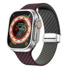 For Apple Watch Ultra 49mm Carbon Fiber Magnetic Silver Buckle Watch Band(Purple Green) - 1