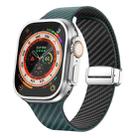For Apple Watch Ultra 49mm Carbon Fiber Magnetic Silver Buckle Watch Band(Deep Green Black) - 1
