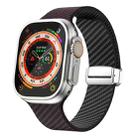 For Apple Watch Ultra 49mm Carbon Fiber Magnetic Silver Buckle Watch Band(Dark Brown Black) - 1