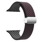 For Apple Watch Ultra 49mm Carbon Fiber Magnetic Silver Buckle Watch Band(Dark Brown Black) - 3