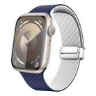 For Apple Watch Series 8 41mm Carbon Fiber Magnetic Silver Buckle Watch Band(Royal Blue White) - 1