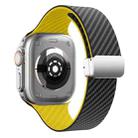 For Apple Watch Series 8 41mm Carbon Fiber Magnetic Silver Buckle Watch Band(Black Yellow) - 2