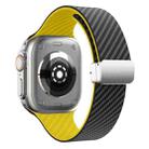 For Apple Watch Series 8 45mm Carbon Fiber Magnetic Silver Buckle Watch Band(Black Yellow) - 2