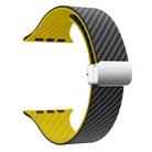 For Apple Watch Series 8 45mm Carbon Fiber Magnetic Silver Buckle Watch Band(Black Yellow) - 3