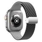 For Apple Watch Series 8 45mm Carbon Fiber Magnetic Silver Buckle Watch Band(Black Grey) - 2