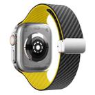 For Apple Watch SE 2022 40mm Carbon Fiber Magnetic Silver Buckle Watch Band(Black Yellow) - 2