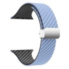 For Apple Watch SE 2022 44mm Carbon Fiber Magnetic Silver Buckle Watch Band(Light Blue Black) - 3